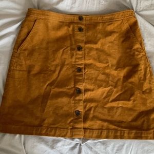 J. Crew Gold corduroy mini skirt 14 NWT